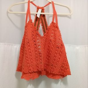 Free People. EUC.  Cropped crochet tank tank  Size xs. Rare find.